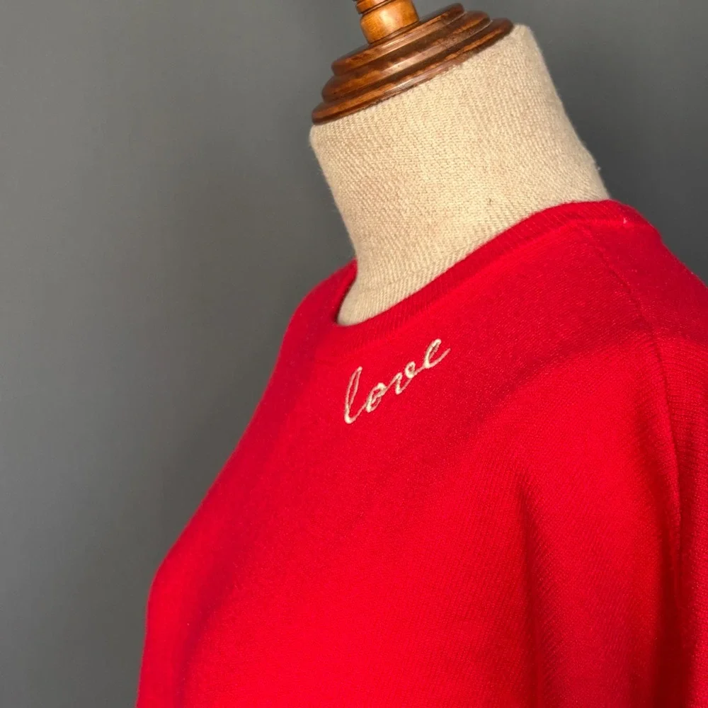 Kerri Rosenthal XO KR Red Love Heart Elbow Patch Sweater | Size Medium